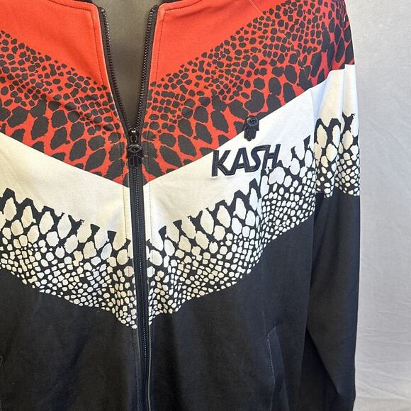 Kash Men's Large Zip Up Track, Jacket, red, black, white, Athletic Designer - Picture 3 of 11